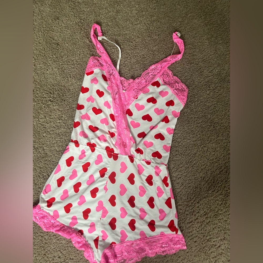 Pink Heart Print Women's pajama size small